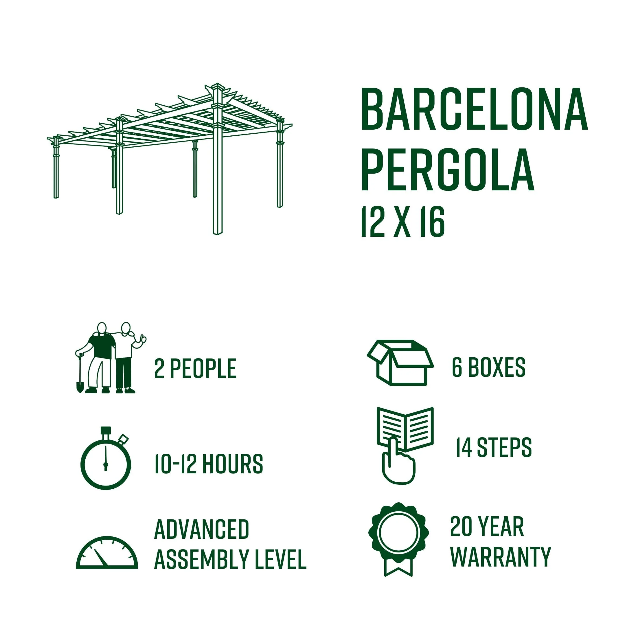 12x16 Barcelona Pergola - Image 4