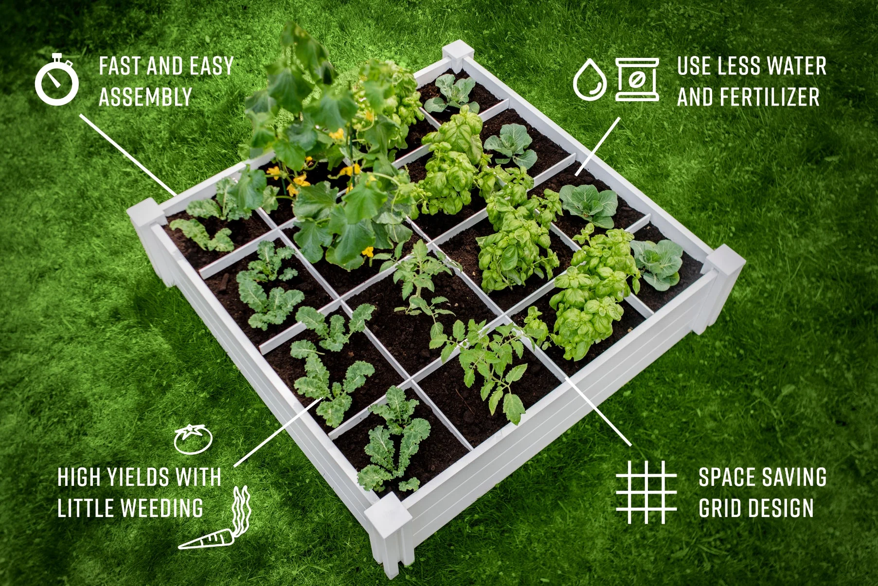 4x4x11 Garden Bed with GroGrid - 2 Pack - Image 13
