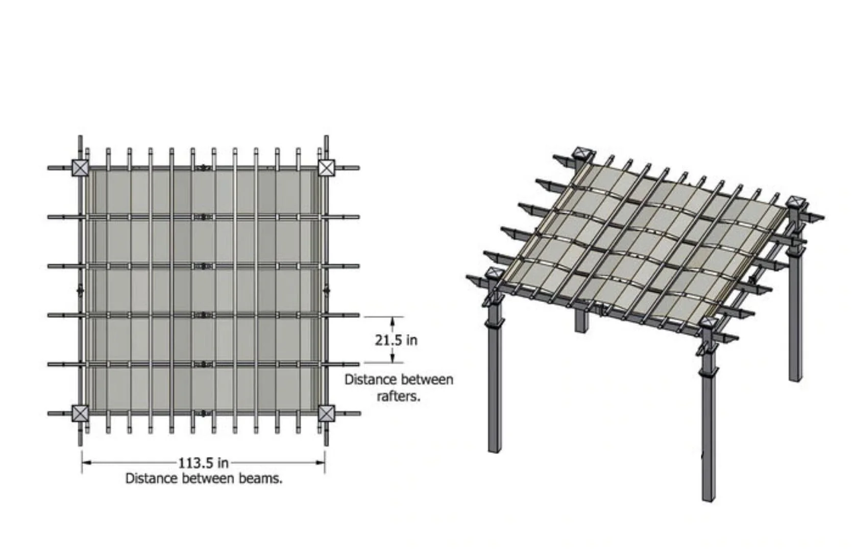 10x10 Deluxe Pergola with Tall Base Moldings and Canvas Weave - Image 9